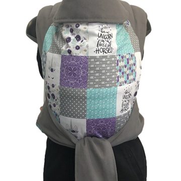 Εργονομικός μάρσιπος Αστεράκι mei tai Patchwork με μονόκερους και γκρι ράντες 4681