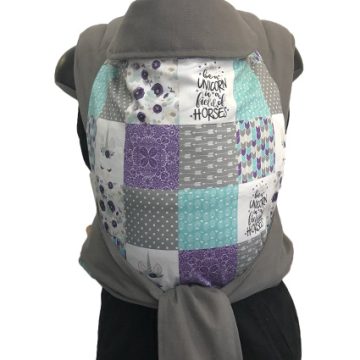 Εργονομικός μάρσιπος Αστεράκι mei tai Patchwork με μονόκερους και γκρι ράντες 4681