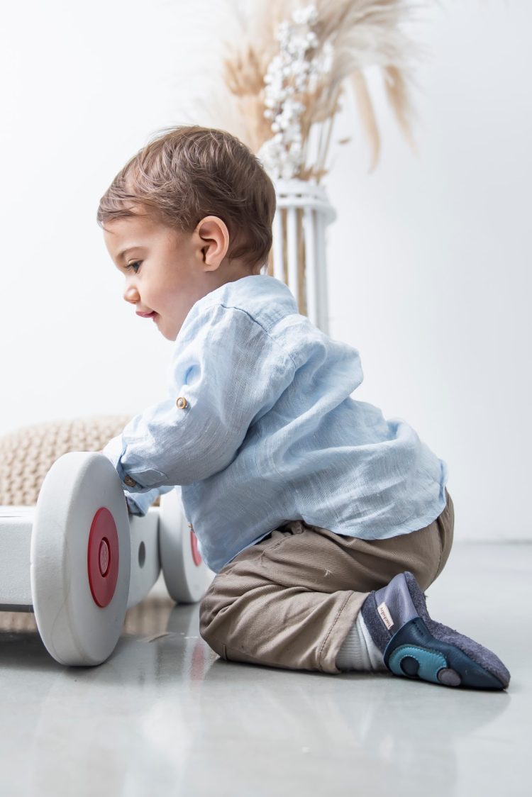 Baobaby βρεφικά παπούτσια αγκαλιάς με μαλακή σόλα, Buggy Navy, αυτοκινητάκι