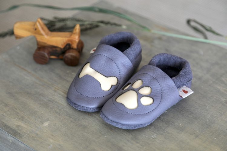 Baobaby βρεφικά παπούτσια αγκαλιάς με μαλακή σόλα, Paw Grey, πατουσάκι και κόκαλο